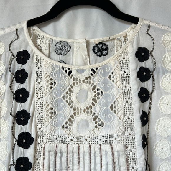 Anthropologie Floreat Veille Beaded Embroidered Peasant Top - Picture 4 of 11